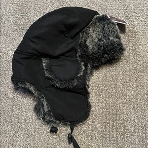 Cozy Black and Gray Kids Winter Hat